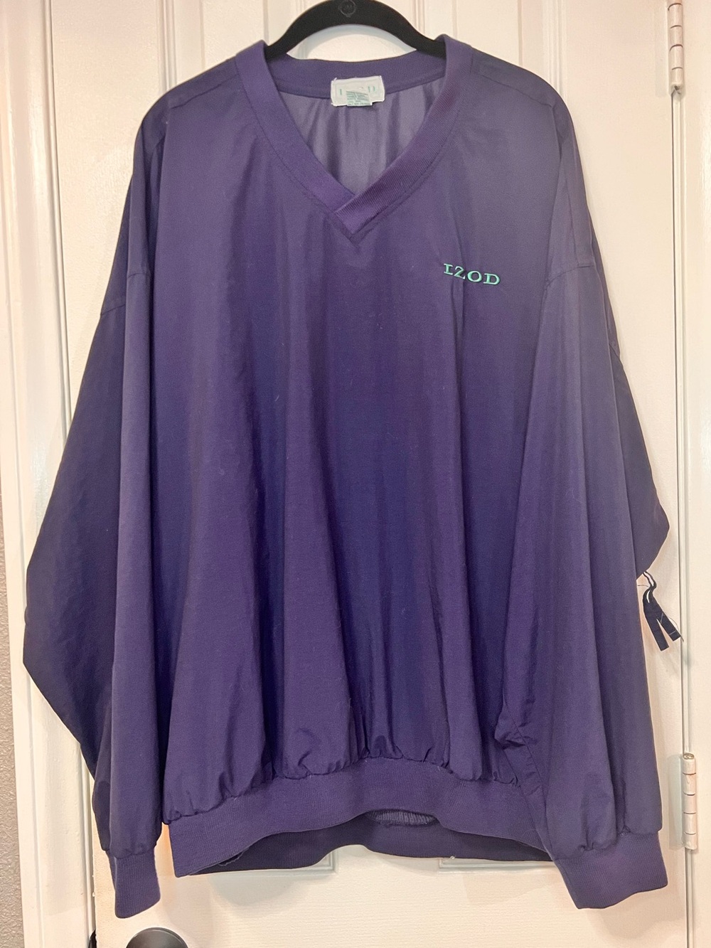 Vintage 90s Izod Golf Pullover Jacket Navy Blue Nylon Windbreaker V Neck Men XL